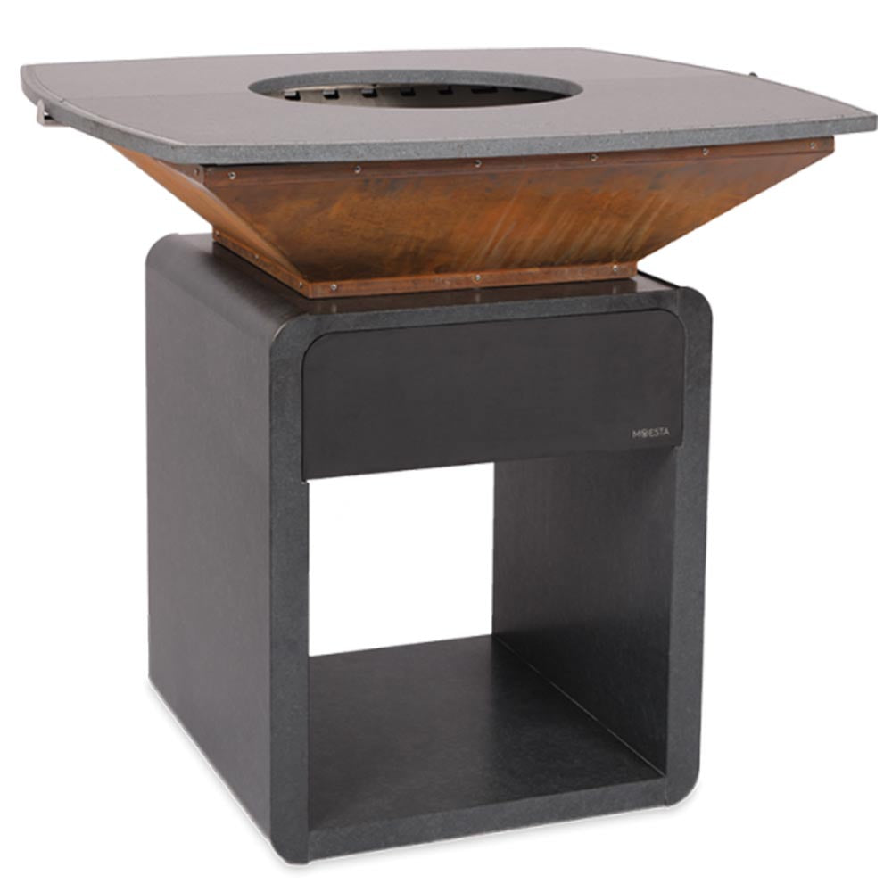 MOESTA ONE – Naturstein Nero Assoluto mit Lavastein Grillplatte