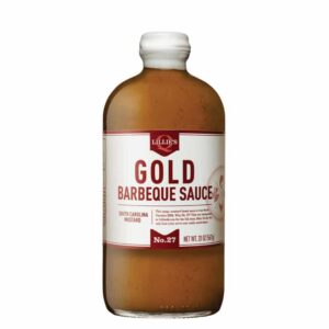Lillies Q Gold BBQ Sauce ist eine mittelscharfe BBQ Sauce auf Senfbasis. Der Star in South Carolina! Passt sehr gut Hühnchen, Schwein, Gemüse und Fisch.