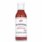 Yo Mama's Spicy Ketchup aus den USA wird in Handarbeit mit Tomaten, Gewürzen und Monk Fruit als natürlichen Süssung ohne viele Kalorien hergestellt.