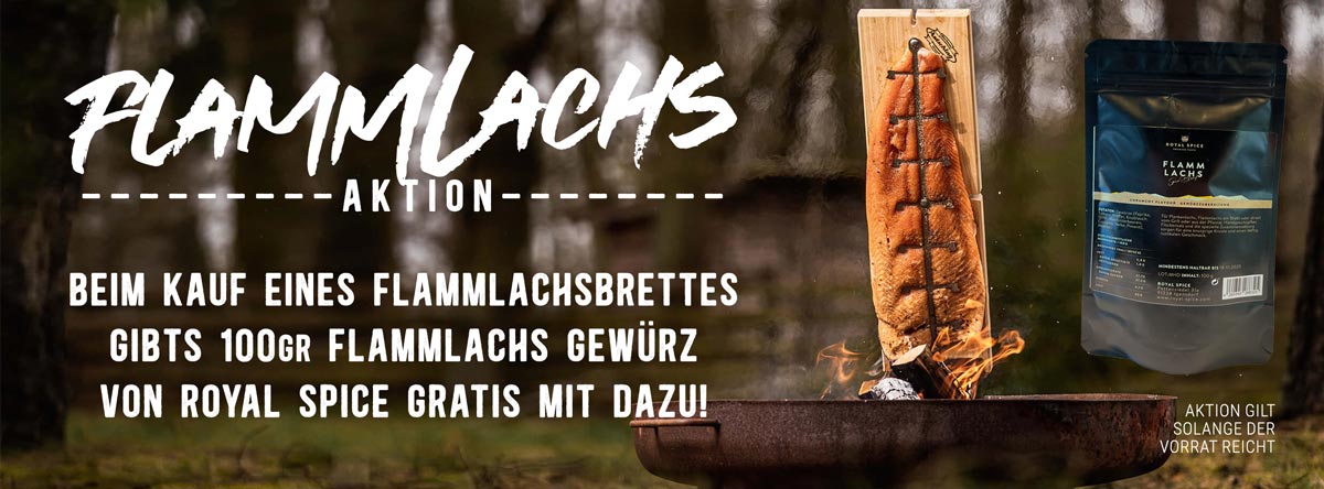 Flammlachs Brett mit Gratis Flammlachs Gewürz